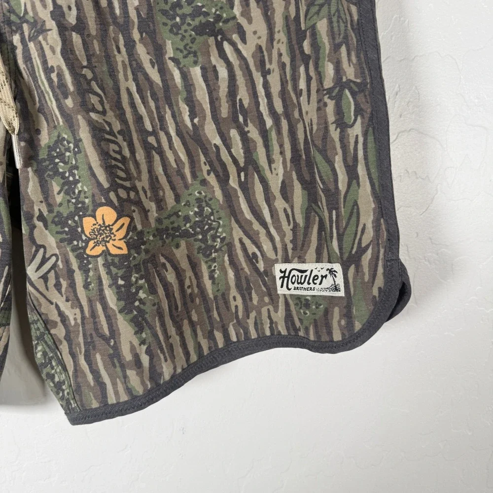 Howler Brothers Board Shorts Mens 30 Green Swamp Camo Drawstring Surf Beach